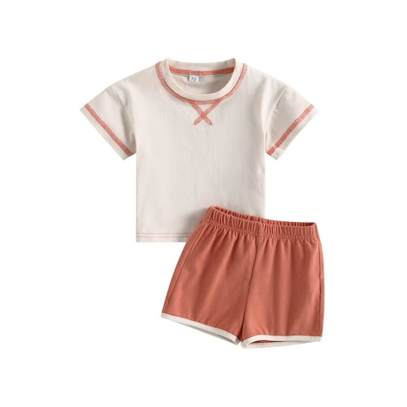 Bagilaanoe 2pcs Toddler Baby Boy Girl Short Pants Set Short Sleeve T-Shirts Tops   Shorts 6M 12M 18M 24M 3T Kids Casual Summer Outfits