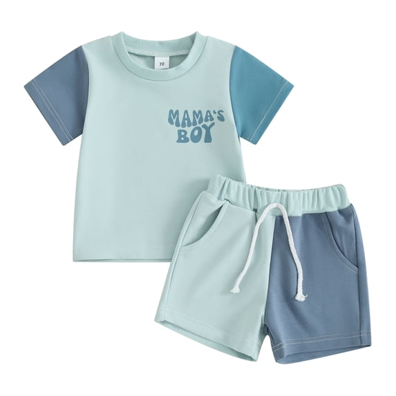 Bagilaanoe 2pcs Toddler Baby Boy Girl Shorts Set Contrast Color Short Sleeve T Shirt Tops + Shorts 6M 12M 18M 24M 3T Kids Casual Summer Clothes