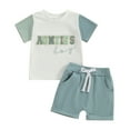 thumbnail image 1 of Bagilaanoe 2pcs Toddler Baby Boy Girl Shorts Set Short Sleeve Letter Embroidery T Shirt Tops + Shorts 3M 6M 12M 18M 24M 3T Kids Casual Summer Clothes, 1 of 8