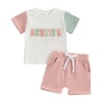 thumbnail image 1 of Bagilaanoe 2pcs Toddler Baby Boy Girl Shorts Set Short Sleeve Letter Embroidery T Shirt Tops + Shorts 3M 6M 12M 18M 24M 3T Kids Casual Summer Clothes, 1 of 8