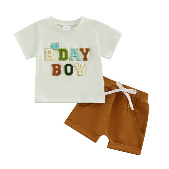 Bagilaanoe 2pcs Toddler Baby Boy Girl Shorts Set Short Sleeve Letter Embroidery T Shirt Tops   Shorts 6M 12M 18M 24M 3T 4T Kids Casual Summer Clothes