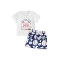 thumbnail image 1 of Bagilaanoe 2pcs Toddler Baby Boy Girl Shorts Set Short Sleeve Letter Print T Shirt Tops + Shorts 6M 12M 18M 24M 3T 4T Kids Casual Summer Clothes, 1 of 7