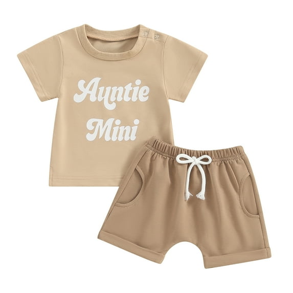 Bagilaanoe 2pcs Toddler Baby Boy Girl Shorts Set Short Sleeve Letter Print T Shirt Tops + Shorts 6M 12M 18M 24M 3T Kids Casual Summer Clothes