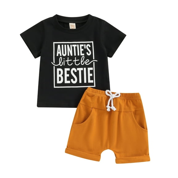 Bagilaanoe 2pcs Toddler Baby Boy Girl Shorts Set Short Sleeve Letter Print T Shirt Tops Shorts 6M 12M 18M 24M 3T Kids Casual Summer Clothes