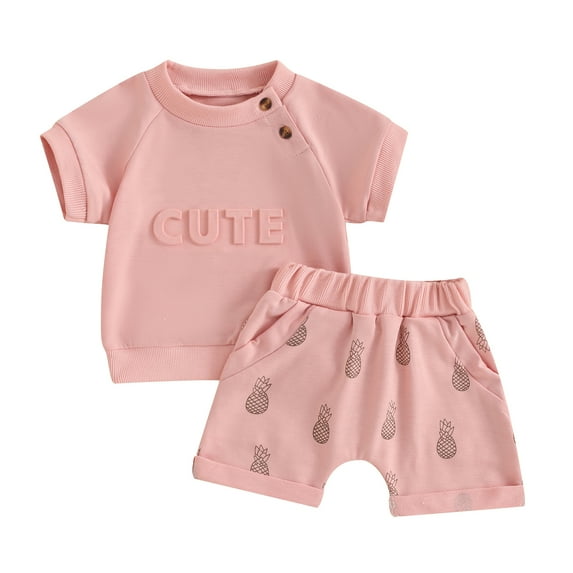 Bagilaanoe 2pcs Toddler Baby Boy Girl Shorts Set Short Sleeve Letter Print T Shirt Tops + Shorts 6M 12M 18M 24M 3T Kids Casual Summer Clothes