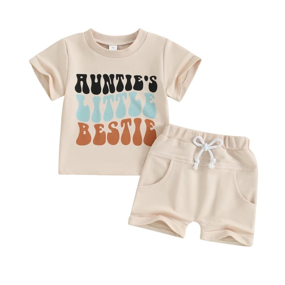Bagilaanoe 2pcs Toddler Baby Boy Girl Shorts Set Short Sleeve Letter Print T Shirt Tops + Shorts 6M 12M 18M 24M 3T Kids Casual Summer Clothes