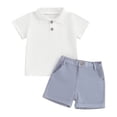 thumbnail image 1 of Bagilaanoe 2pcs Toddler Baby Boy Girl Shorts Set Short Sleeve Shirt Tops + Shorts 12M 18M 24M 3T 4T 5T Kids Casual Summer Clothes, 1 of 8