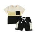 thumbnail image 1 of Bagilaanoe 2pcs Toddler Baby Boy Girl Shorts Set Short Sleeve Striped T Shirt Tops + Shorts 6M 12M 18M 24M 3T Kids Casual Summer Clothes, 1 of 8