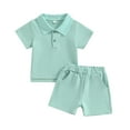 thumbnail image 1 of Bagilaanoe 2pcs Toddler Baby Boy Girl Shorts Set Short Sleeve T Shirt Tops + Shorts 6M 12M 18M 24M 3T Kids Casual Summer Clothes, 1 of 7