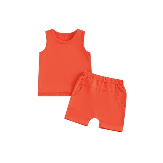 Bagilaanoe 2pcs Toddler Baby Boy Girl Shorts Set Sleeveless Tank Tops + Shorts 6M 12M 18M 24M 3T 4T Kids Casual Summer Clothes
