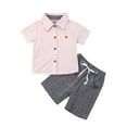 thumbnail image 1 of Bagilaanoe 2pcs Toddler Baby Boy Short Pants Print Short Sleeve Shirt Tops + Shorts 12M 18M 24M 3T 4T 5T Kids Casual Summer Beach Outfits, 1 of 6