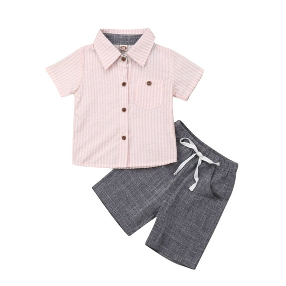 Bagilaanoe 2pcs Toddler Baby Boy Short Pants Print Short Sleeve Shirt Tops + Shorts 12M 18M 24M 3T 4T 5T Kids Casual Summer Beach Outfits