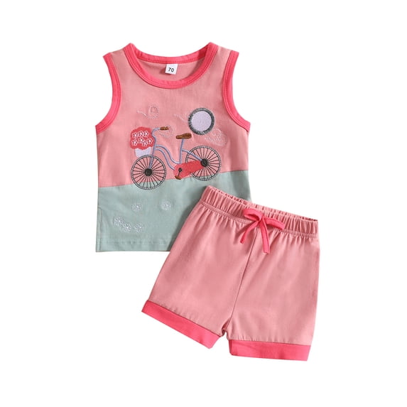 Bagilaanoe 2pcs Toddler Baby Boy Short Pants Set Cartoon Embroidery Sleeveless Tank Tops + Shorts 6M 12M 18M 24M 3T Kids Casual Summer Outfits