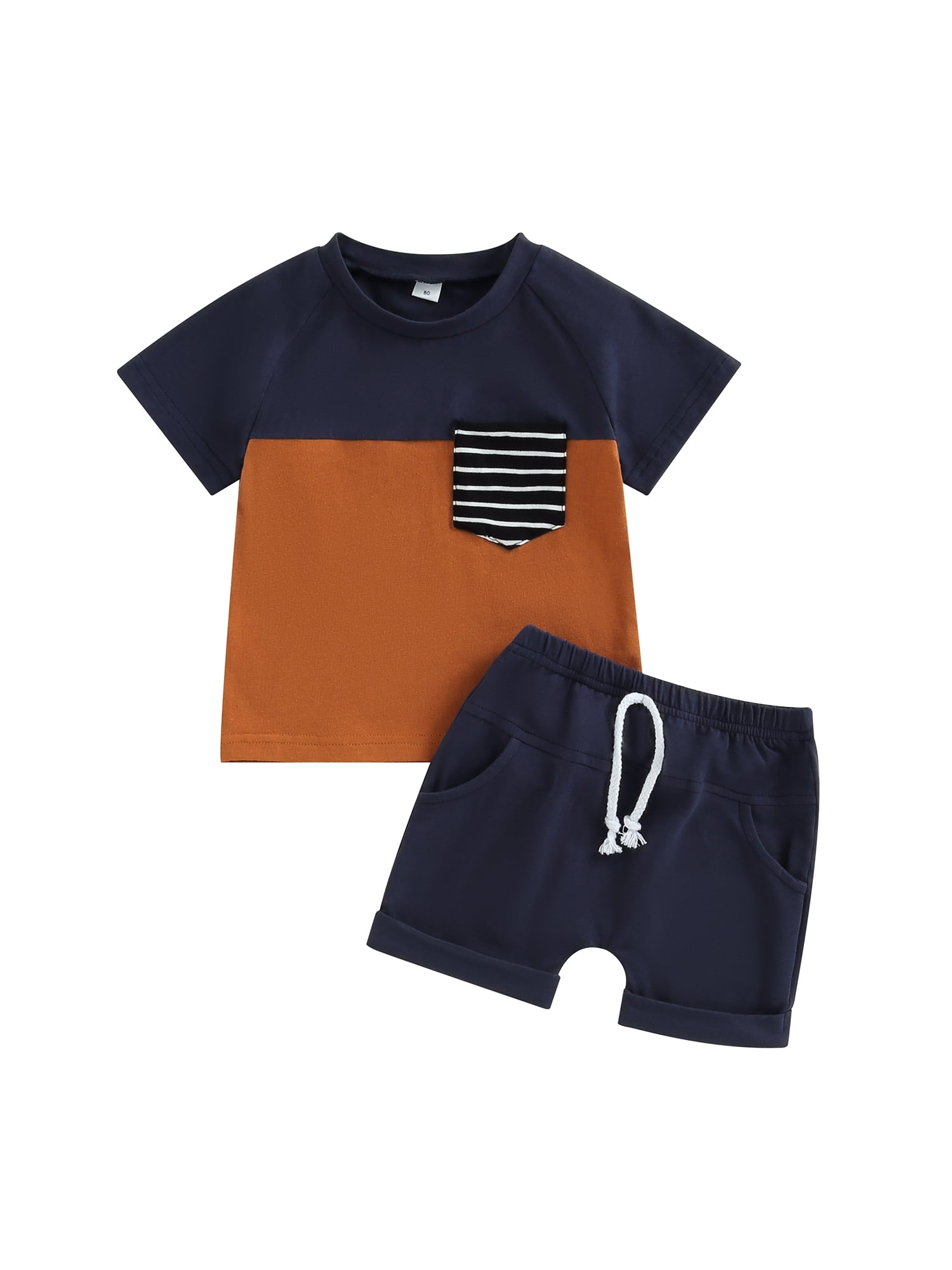 Bagilaanoe 2pcs Toddler Baby Boy Short Pants Set Contrast Color Short