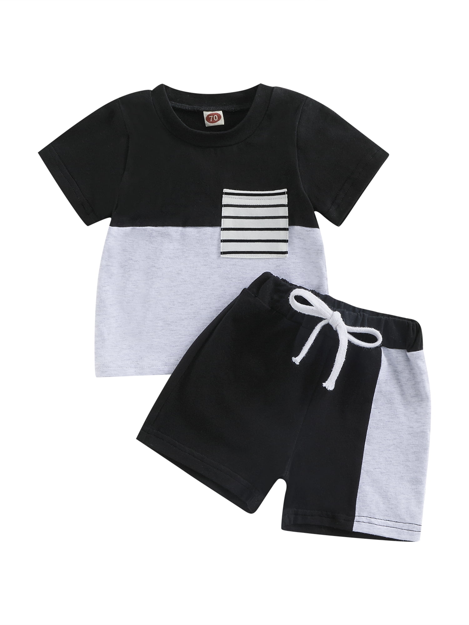 Kids Baby Boys 2pcs Outfits Set Contrast Color Long Sleeve T-shirt With - View #7