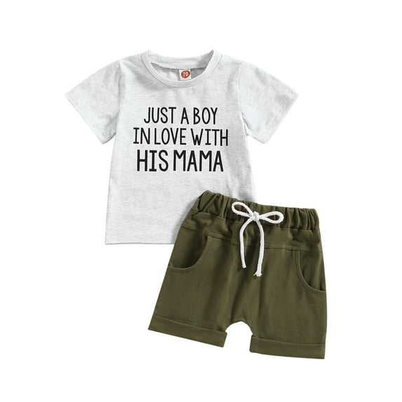 Bagilaanoe 2pcs Toddler Baby Boy Short Pants Set Letter Print Short Sleeve T-Shirts Tops + Shorts 6M 12M 18M 24M 3T Kids Casual Summer Outfits