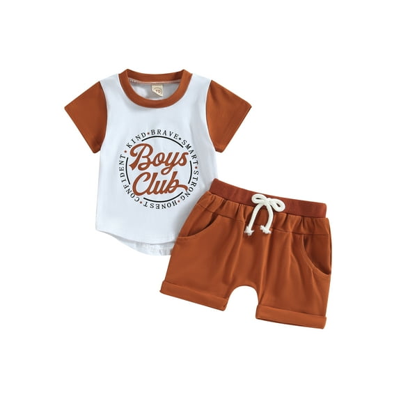 Bagilaanoe 2pcs Toddler Baby Boy Short Pants Set Letter Print Short Sleeve T-Shirts Tops + Shorts 6M 12M 18M 24M 3T Kids Casual Summer Outfits