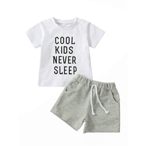 Bagilaanoe 2pcs Toddler Baby Boy Short Pants Set Letters Print Short Sleeve T-shirt Tops + Shorts 6M 12M 18M 24M 3T Kids Summer Outfits
