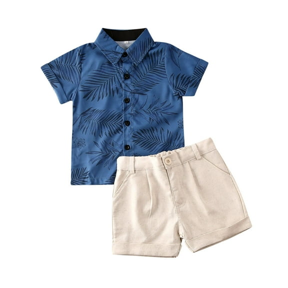 Bagilaanoe 2pcs Toddler Baby Boy Short Pants Set Print Short Sleeve Shirt Tops Shorts 1T 2T 3T 4T 5T 6T Kids Casual Summer Beach Outfits