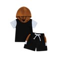 thumbnail image 1 of Bagilaanoe 2pcs Toddler Baby Boy Short Pants Set Short Sleeve Hooded Tops + Shorts 3M 6M 12M 18M 24M 3T Kids Casual Summer Outfits, 1 of 9