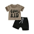 thumbnail image 1 of Bagilaanoe 2pcs Toddler Baby Boy Short Pants Set Short Sleeve Letter Print T Shirt Tops + Shorts 3M 6M 12M 18M 24M 3T Kids Casual Summer Outfits, 1 of 8