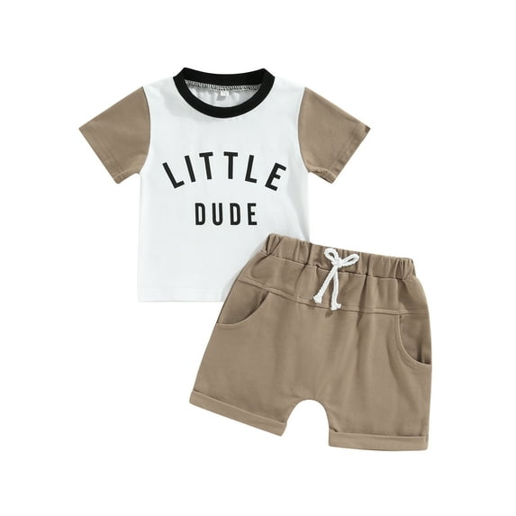 Bagilaanoe 2pcs Toddler Baby Boy Short Pants Set Short Sleeve Letter Print T Shirt Tops + Shorts 3M 6M 12M 18M 24M 3T Kids Casual Summer Outfits