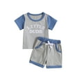 thumbnail image 1 of Bagilaanoe 2pcs Toddler Baby Boy Short Pants Set Short Sleeve Letter Print T Shirt Tops + Shorts 6M 12M 18M 24M 3T Kids Casual Summer Outfits, 1 of 9