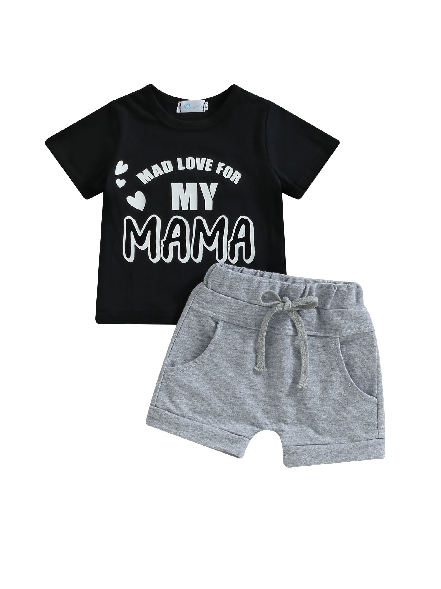 Bagilaanoe 2pcs Toddler Baby Boy Short Pants Set Short Sleeve Letter
