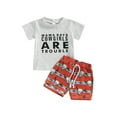 thumbnail image 1 of Bagilaanoe 2pcs Toddler Baby Boy Short Pants Set Short Sleeve Letter Print T Shirt Tops + Shorts 6M 12M 18M 24M 3T Kids Casual Summer Outfits, 1 of 9