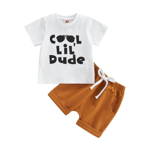 Bagilaanoe 2pcs Toddler Baby Boy Short Pants Set Short Sleeve Letter Print T Shirt Tops   Shorts 6M 12M 18M 24M 3T Kids Casual Summer Outfits