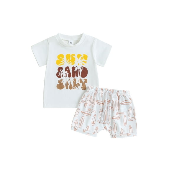 Bagilaanoe 2pcs Toddler Baby Boy Short Pants Set Short Sleeve Letter Print T Shirt Tops + Shorts 6M 12M 18M 24M 3T Kids Casual Summer Outfits