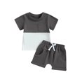 thumbnail image 1 of Bagilaanoe 2pcs Toddler Baby Boy Short Pants Set Short Sleeve Patchwork T-shirt Tops + Shorts 6M 12M 18M 24M 3T Kids Casual Summer Outfits, 1 of 9