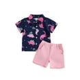 thumbnail image 1 of Bagilaanoe 2pcs Toddler Baby Boy Short Pants Set Short Sleeve Print Shirt Tops + Shorts 12M 18M 24M 3T 4T 5T Kids Casual Summer Outfits, 1 of 9