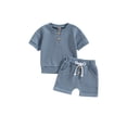 thumbnail image 1 of Bagilaanoe 2pcs Toddler Baby Boy Short Pants Set Short Sleeve T-Shirt Tops + Shorts 6M 12M 18M 24M 3T Kids Casual Summer Outfits, 1 of 9