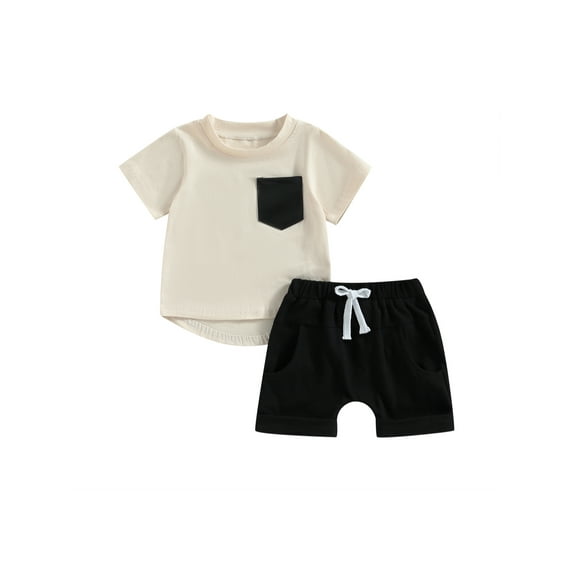 Bagilaanoe 2pcs Toddler Baby Boy Short Pants Set Short Sleeve T-shirt Tops + Shorts 3M 6M 12M 18M 24M 3T 4T Kids Casual Summer Outfits