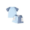 thumbnail image 1 of Bagilaanoe 2pcs Toddler Baby Boy Shorts Set Contrast Color Short Sleeve T Shirt Tops + Shorts 6M 12M 18M 24M 3T Kids Casual Summer Clothes, 1 of 7