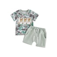 thumbnail image 1 of Bagilaanoe 2pcs Toddler Baby Boy Shorts Set Short Sleeve Embroidery T Shirt Tops + Camouflage Shorts 6M 12M 18M 24M 3T Kids Casual Summer Clothes, 1 of 7