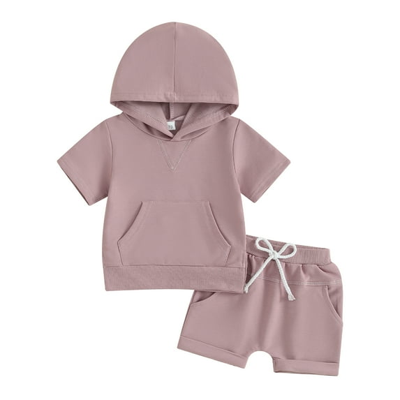 Bagilaanoe 2pcs Toddler Baby Boy Shorts Set Short Sleeve Hooded T Shirt Tops + Shorts 6M 12M 18M 24M 3T Kids Casual Summer Clothes
