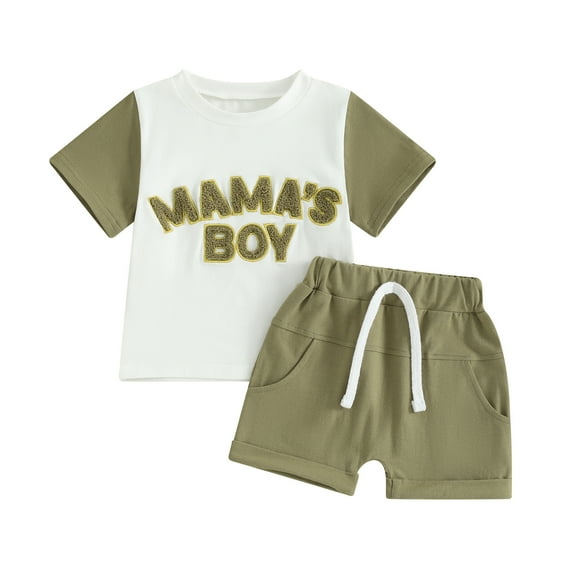 Bagilaanoe 2pcs Toddler Baby Boy Shorts Set Short Sleeve Letter Embroidery T Shirt Tops   Shorts 3M 6M 12M 18M 24M 3T Kids Casual Summer Clothes