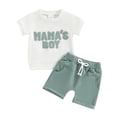 thumbnail image 1 of Bagilaanoe 2pcs Toddler Baby Boy Shorts Set Short Sleeve Letter Embroidery T Shirt Tops + Shorts 6M 12M 18M 24M 3T Kids Casual Summer Clothes, 1 of 7