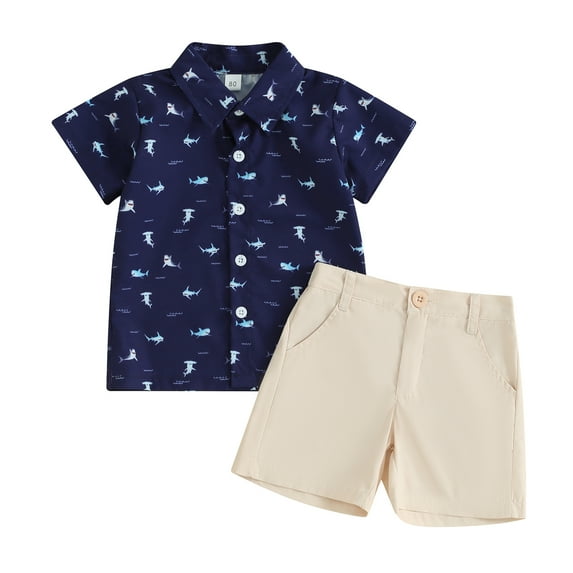 Bagilaanoe 2pcs Toddler Baby Boy Shorts Set Short Sleeve Letter Print Shirt Tops + Shorts 6M 12M 18M 24M 3T 4T Kids Casual Summer Clothes