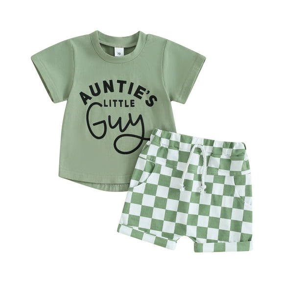 Bagilaanoe 2pcs Toddler Baby Boy Shorts Set Short Sleeve Letter Print T Shirt Tops   Checkerboard Shorts 6M 12M 18M 24M 3T Kids Casual Summer Clothes