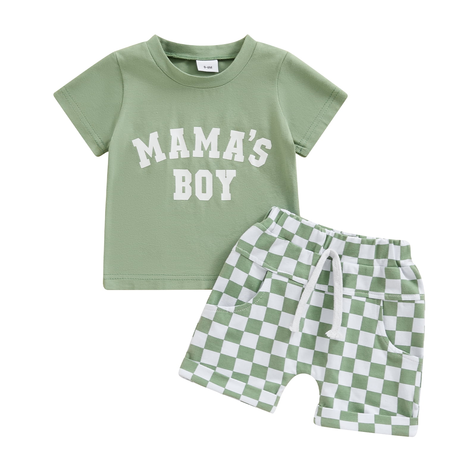 Baby Boys Beige “Ran Out End” Print Summer 2-Piece Shorts Set