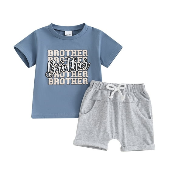 Bagilaanoe 2pcs Toddler Baby Boy Shorts Set Short Sleeve Letter Print T Shirt Tops Shorts 12M 18M 24M 3T 4T 5T Kids Casual Summer Clothes