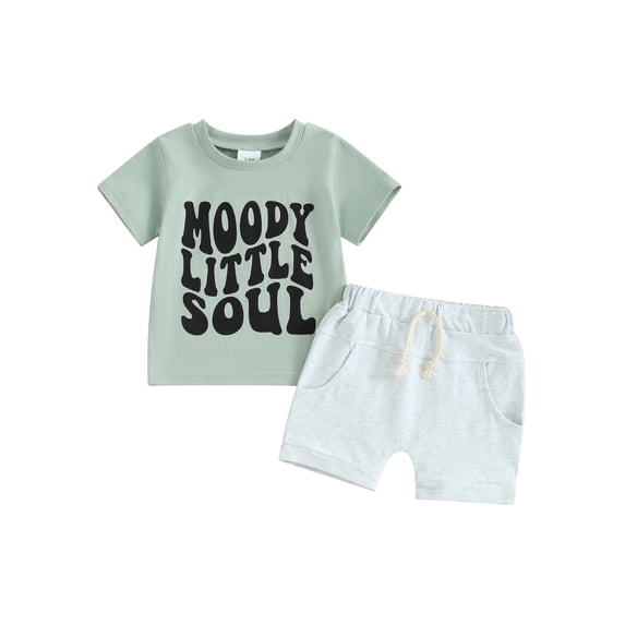 Bagilaanoe 2pcs Toddler Baby Boy Shorts Set Short Sleeve Letter Print T Shirt Tops + Shorts 3M 6M 12M 18M 24M 3T Kids Casual Summer Clothes