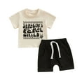 thumbnail image 1 of Bagilaanoe 2pcs Toddler Baby Boy Shorts Set Short Sleeve Letter Print T Shirt Tops + Shorts 6M 12M 18M 24M 3T 4T Kids Casual Summer Clothes, 1 of 7