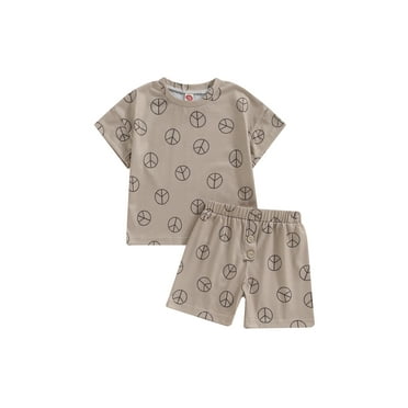 Bagilaanoe 2pcs Toddler Baby Boy Shorts Set Short Sleeve Letter Print T Shirt Tops + Shorts 6M 12M 18M 24M 3T 4T Kids Casual Summer Clothes