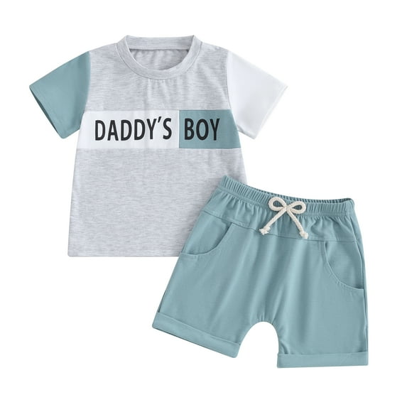 Bagilaanoe 2pcs Toddler Baby Boy Shorts Set Short Sleeve Letter Print T Shirt Tops + Shorts 6M 12M 18M 24M 3T Kids Casual Summer Clothes