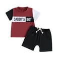 thumbnail image 1 of Bagilaanoe 2pcs Toddler Baby Boy Shorts Set Short Sleeve Letter Print T Shirt Tops + Shorts 6M 12M 18M 24M 3T Kids Casual Summer Clothes, 1 of 8