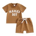 thumbnail image 1 of Bagilaanoe 2pcs Toddler Baby Boy Shorts Set Short Sleeve Letter Print T Shirt Tops + Shorts 6M 12M 18M 24M 3T Kids Casual Summer Clothes, 1 of 8